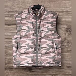 New! Browning for Her Pink Gray Camo Camouflage Puffer Down Vest Women's M